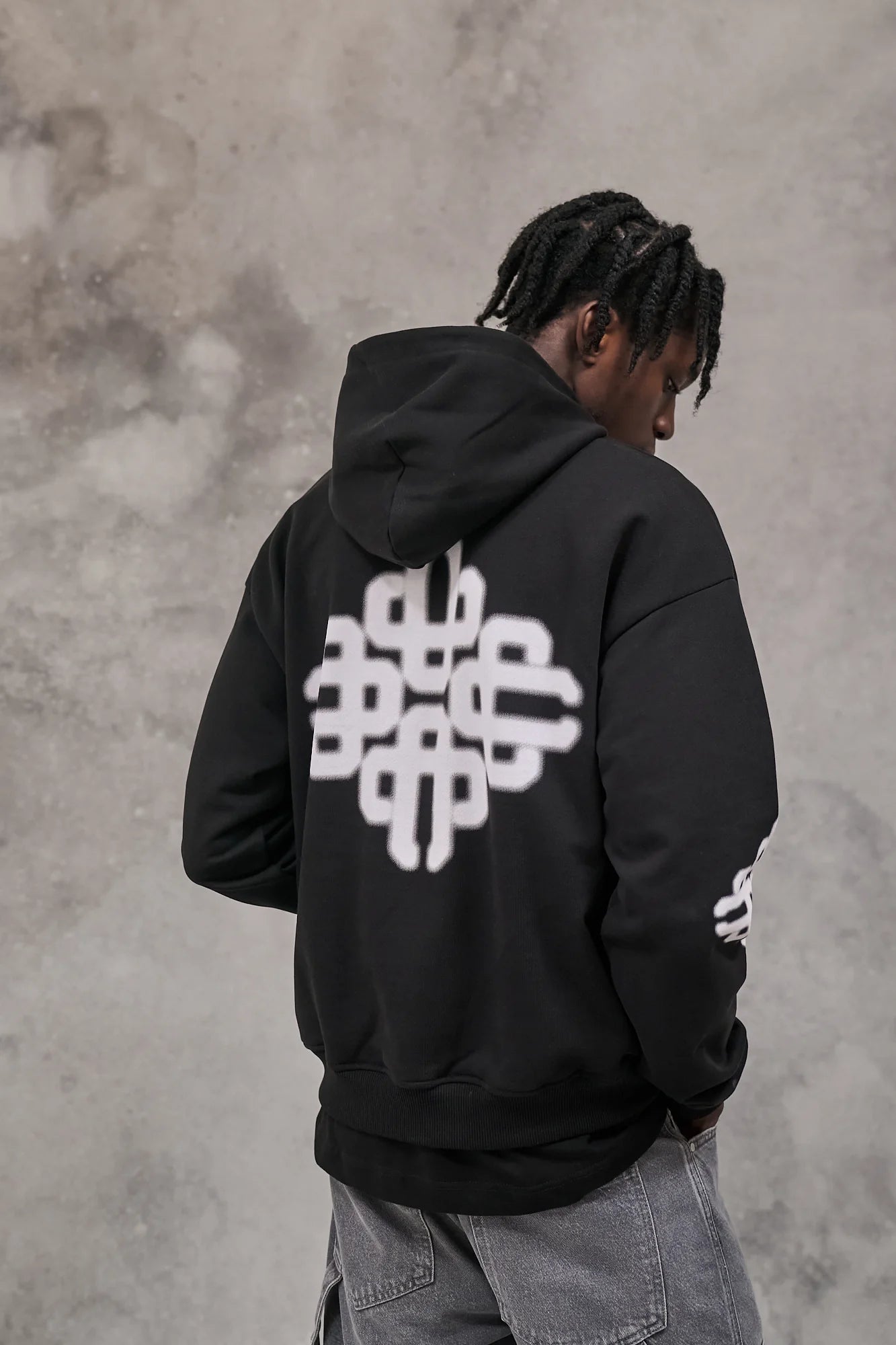 Couture Club - Blurred Graphic Emblem Hoodie | Black