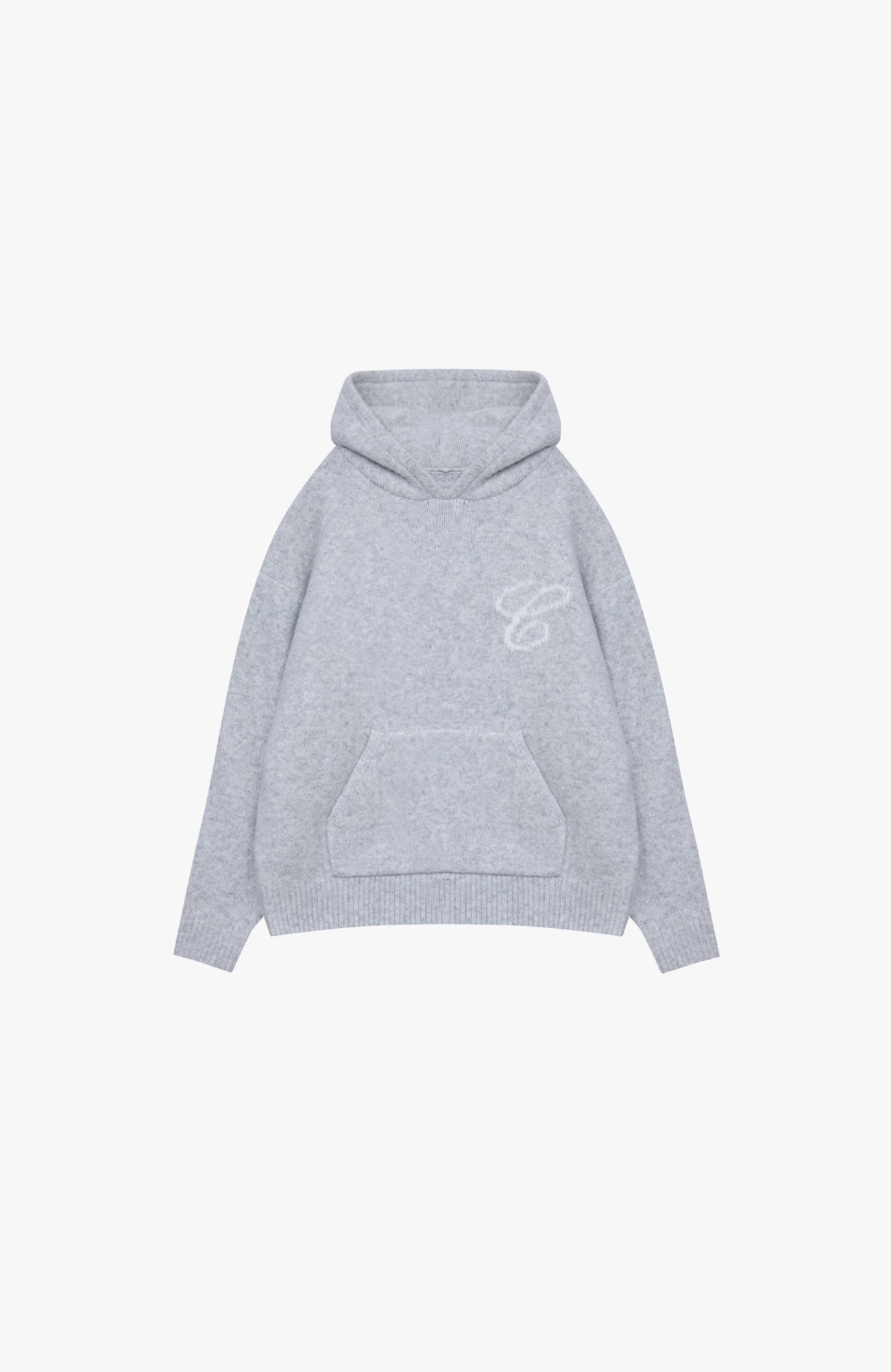 Couture Club - Script Logo Knitted Hoodie | Grey