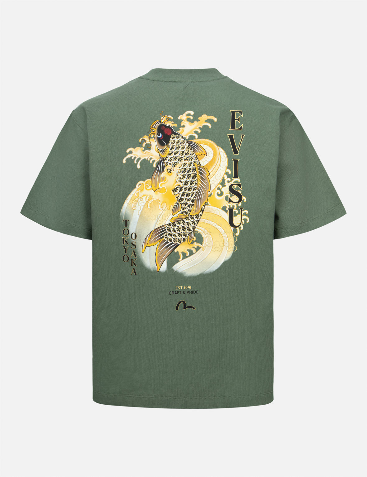 Evisu - Seagull & Carp Relaxed Tee | Army Green