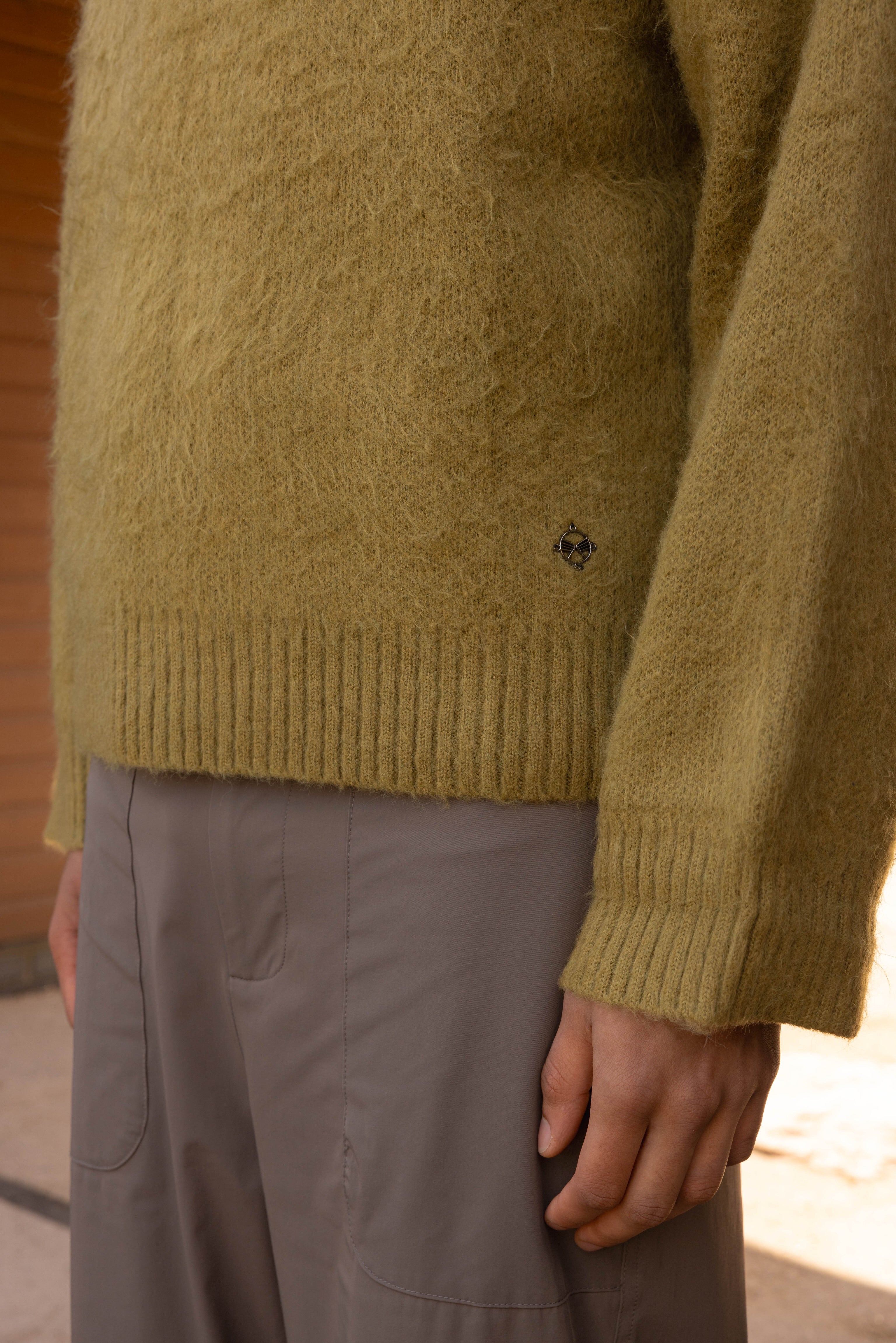 Culture Origins - Mohair Knitted Sweater | Moss Green