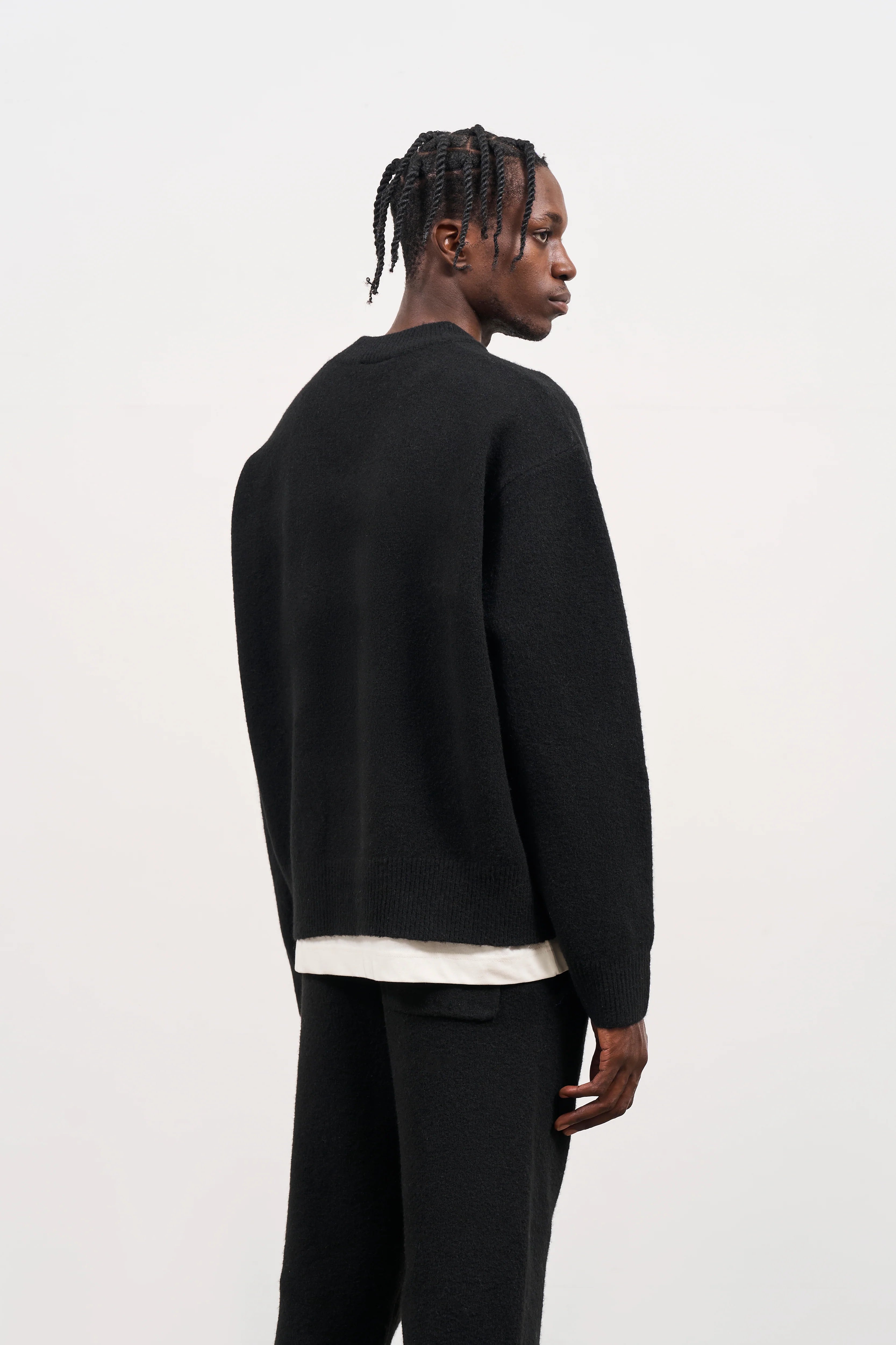 Couture Club - Fluffy Emblem Knitted Crew | Black