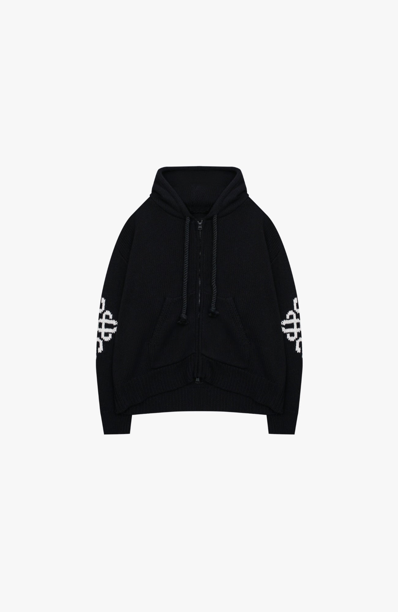 Couture Club - Chunky Knit Emblem Hoodie | Black