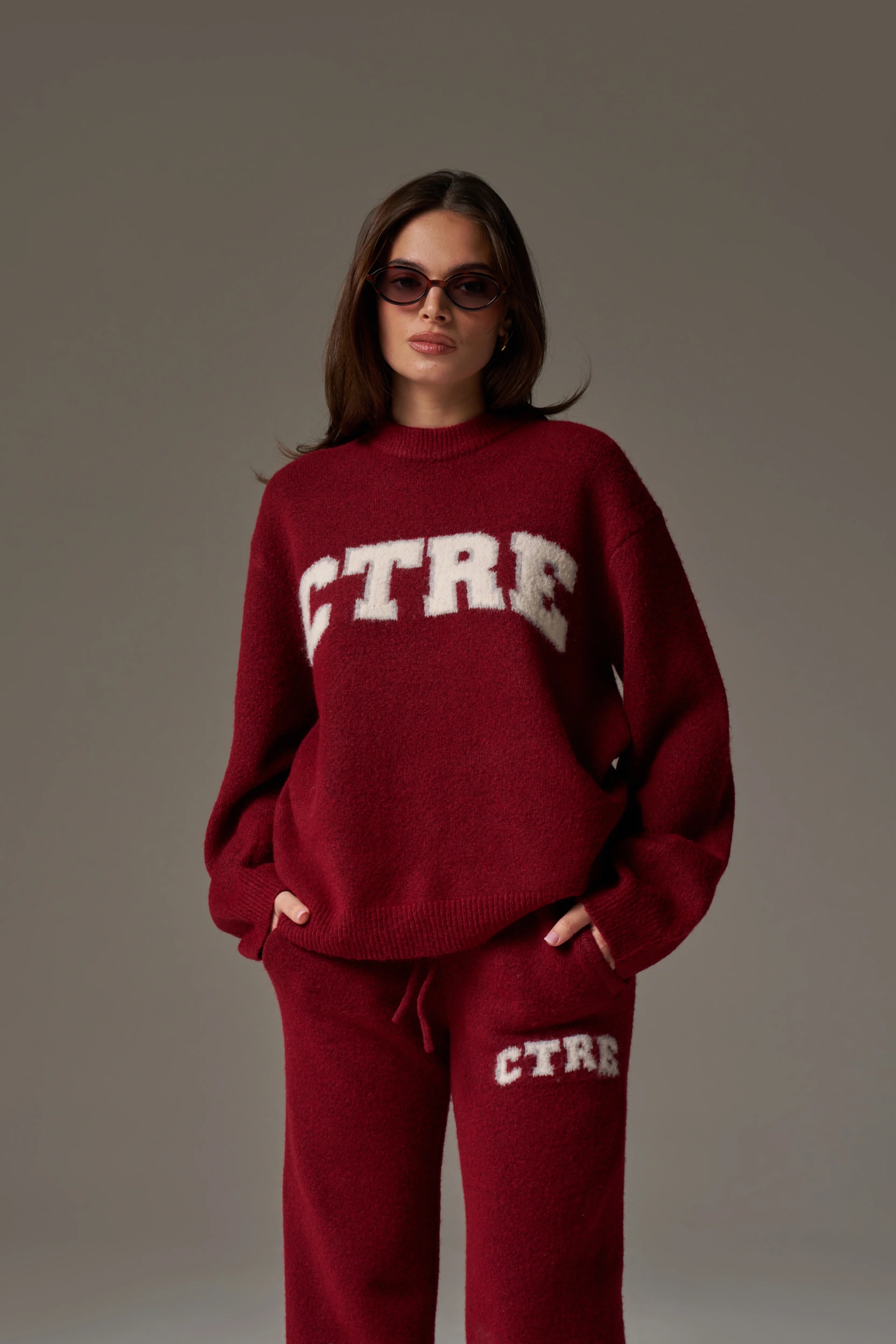 Couture Club - CTRE Knitted Sweatshirt | Burgundy