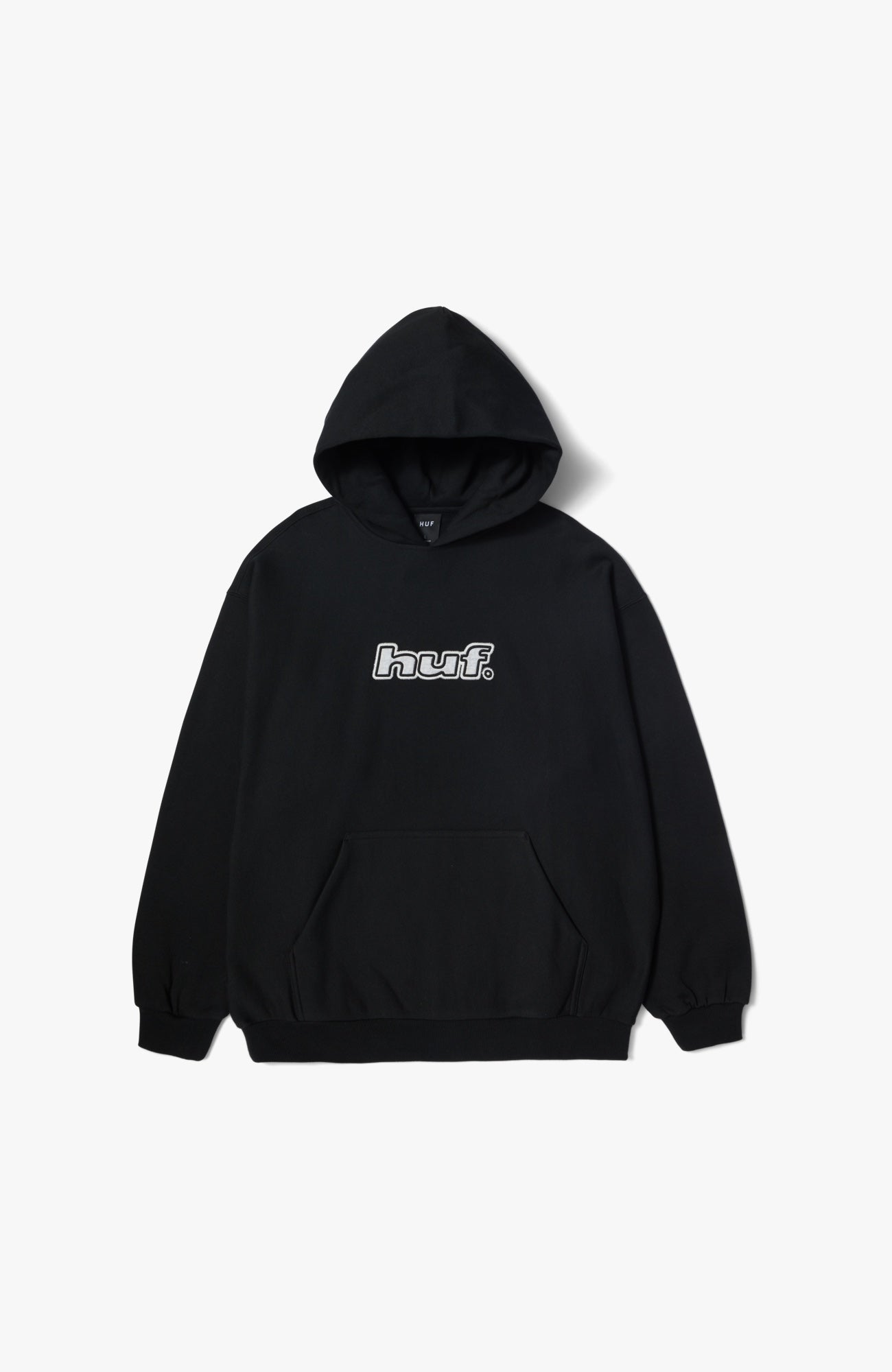 HUF - Logo Appliqué Hooded Fleece | Black