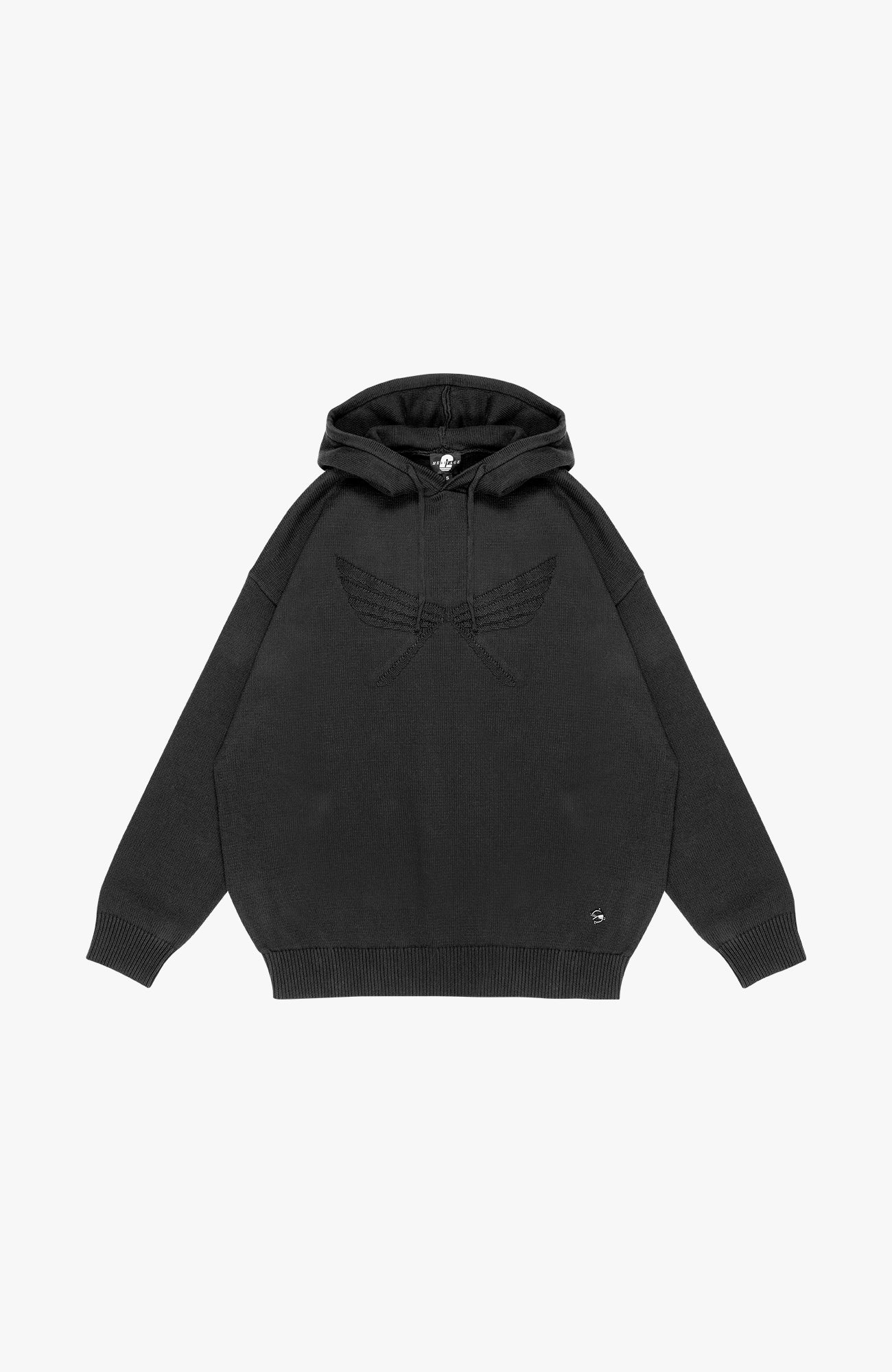 Culture Origins - Embossed Knitted Hoodie | Off Black